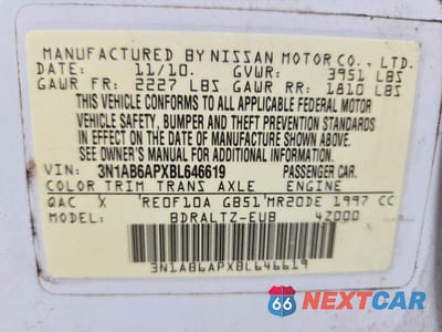 Zdjęcie 12 z 12 samochodu: 2011 NISSAN SENTRA 2.0 VIN:3N1AB6APXBL646619 - miniatura