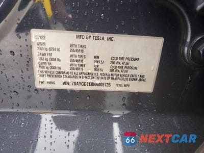 Zdjęcie 13 z 13 samochodu: 2022 TESLA MODEL Y VIN:7SAYGDEE0NA005735 - miniatura