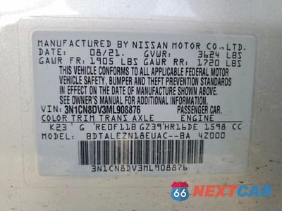 Zdjęcie 12 z 12 samochodu: 2021 NISSAN VERSA S VIN:3N1CN8DV3ML908876 - miniatura