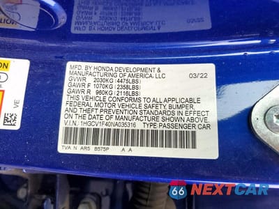 Zdjęcie 12 z 12 samochodu: 2022 HONDA ACCORD SPORT SE VIN:1HGCV1F40NA035316 - miniatura