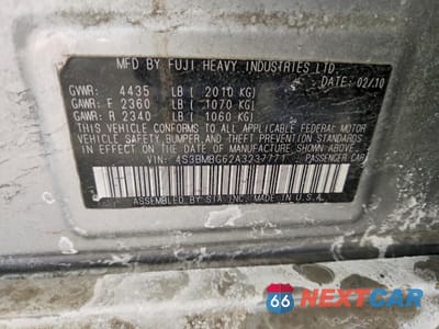 Zdjęcie 12 z 13 samochodu: 2010 SUBARU LEGACY 2.5I PREMIUM VIN:4S3BMBG62A3237771 - miniatura