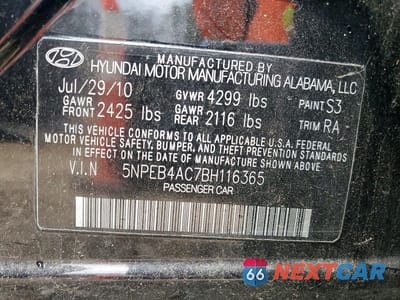 Zdjęcie 12 z 12 samochodu: 2011 HYUNDAI SONATA GLS VIN:5NPEB4AC7BH116365 - miniatura