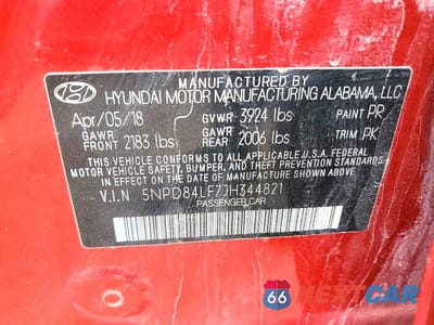 Zdjęcie 13 z 13 samochodu: 2018 HYUNDAI ELANTRA SEL VIN:5NPD84LF7JH344821 - miniatura