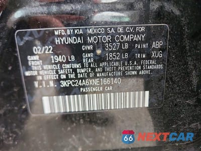Zdjęcie 12 z 12 samochodu: 2022 HYUNDAI ACCENT SEL VIN:3KPC24A6XNE166140 - miniatura