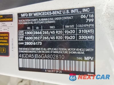 Zdjęcie 14 z 14 samochodu: 2016 MERCEDES-BENZ GLE 350 VIN:4JGDA5JB6GA802810 - miniatura