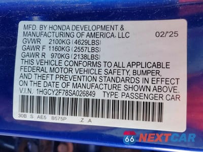 Zdjęcie 12 z 12 samochodu: 2025 HONDA ACCORD HYBRID SPORT-L VIN:1HGCY2F78SA026849 - miniatura