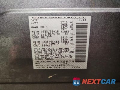 Zdjęcie 13 z 13 samochodu: 2015 NISS PATHFINDER VIN:5N1AR2MM0FC625679 - miniatura