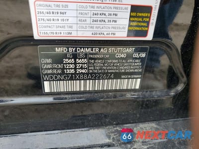 Zdjęcie 13 z 13 samochodu: 2008 MERCEDES-BENZ S 550 VIN:WDDNG71X88A222674 - miniatura