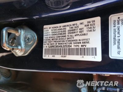 Zdjęcie 13 z 13 samochodu: 2009 HONDA CR-V EX VIN:5J6RE38549L025354 - miniatura