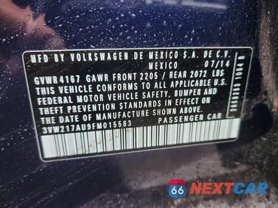 Zdjęcie 12 z 12 samochodu: 2015 VOLKSWAGEN GOLF VIN:3VW217AU9FM015583 - miniatura