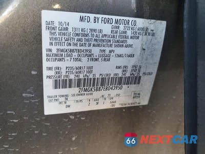 Zdjęcie 14 z 14 samochodu: 2014 FORD FLEX SE VIN:2FMGK5B87EBD43950 - miniatura
