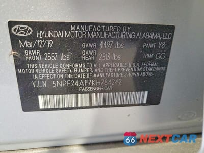 Zdjęcie 12 z 12 samochodu: 2019 HYUNDAI SONATA SE VIN:5NPE24AF7KH784242 - miniatura