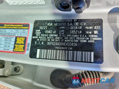 Zdjęcie 12 z 12 samochodu: 2022 KIA RIO LX VIN:3KPA24AD6NE433456 - miniatura