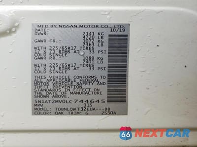 Zdjęcie 12 z 12 samochodu: 2020 NISSAN ROGUE SV VIN:5N1AT2MV0LC744645 - miniatura