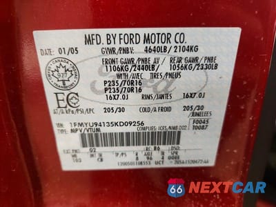 Zdjęcie 13 z 13 samochodu: 2005 FORD ESCAPE LIMITED VIN:1FMYU94135KD09256 - miniatura