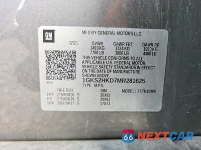 Zdjęcie 12 z 12 samochodu: 2021 GMC YUKON XL K1500 AT4 VIN:1GKS2HKD7MR281625 - miniatura