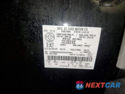 Zdjęcie 13 z 13 samochodu: 2013 FORD EXPLORER XLT VIN:1FM5K8D83DGC87941 - miniatura