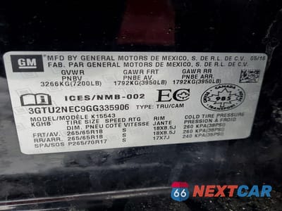 Zdjęcie 12 z 12 samochodu: 2016 GMC SIERRA K1500 SLT VIN:3GTU2NEC9GG335906 - miniatura