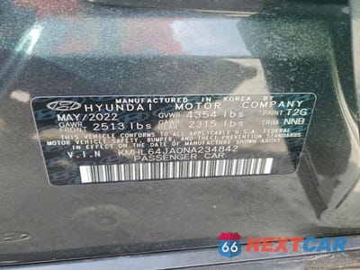 Zdjęcie 12 z 12 samochodu: 2022 HYUNDAI SONATA SEL VIN:KMHL64JA0NA234842 - miniatura