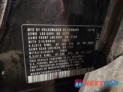Zdjęcie 13 z 13 samochodu: 2017 VOLKSWAGEN TIGUAN S VIN:WVGBV7AX0HK020243 - miniatura