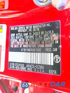 Zdjęcie 12 z 12 samochodu: 2019 TOYOTA CAMRY L VIN:4T1B11HK7KU810895 - miniatura