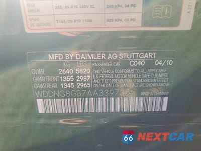 Zdjęcie 12 z 12 samochodu: 2010 MERCEDES-BENZ S 550 4MATIC VIN:WDDNG8GB7AA339735 - miniatura