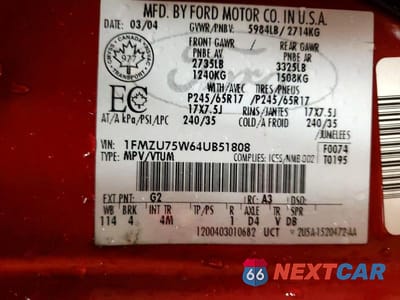 Zdjęcie 13 z 13 samochodu: 2004 FORD EXPLORER VIN:1FMZU75W64UB51808 - miniatura