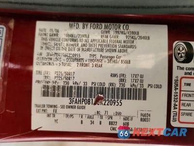 Zdjęcie 12 z 12 samochodu: 2006 FORD FUSION SEL VIN:3FAHP08156R220955 - miniatura