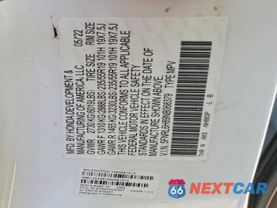 Zdjęcie 13 z 13 samochodu: 2022 HONDA ODYSSEY TOURING VIN:5FNRL6H89NB068379 - miniatura