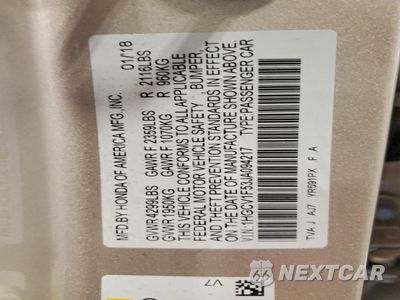 Zdjęcie 13 z 14 samochodu: 2018 HONDA ACCORD EXL VIN:1HGCV1F53JA094217 - miniatura