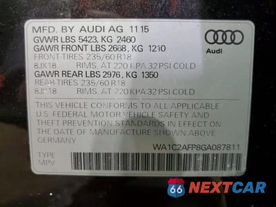 Zdjęcie 14 z 14 samochodu: 2016 AUDI Q5 PREMIUM VIN:WA1C2AFP8GA087811 - miniatura