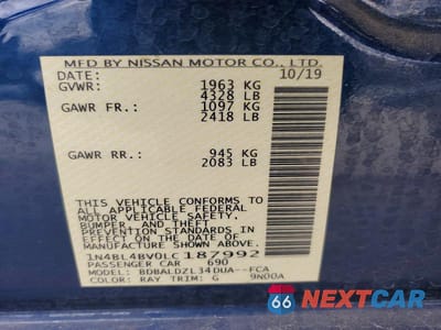 Zdjęcie 13 z 13 samochodu: 2020 NISSAN ALTIMA 2.5 S VIN:1N4BL4BV0LC187992 - miniatura