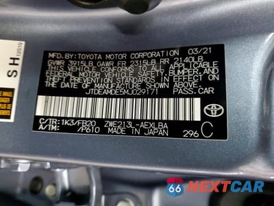 Zdjęcie 13 z 13 samochodu: 2021 TOYOTA COROLLA LE VIN:JTDEAMDE5MJ029171 - miniatura