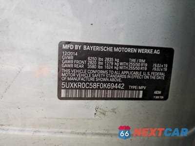 Zdjęcie 13 z 13 samochodu: 2015 BMW X5 XDRIVE35I VIN:5UXKR0C58F0K69442 - miniatura