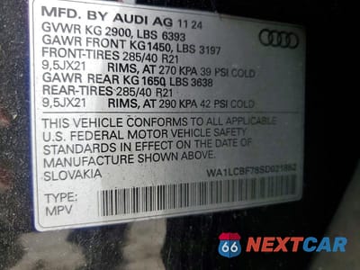 Zdjęcie 13 z 13 samochodu: 2025 AUDI Q7 PREMIUM PLUS VIN:WA1LCBF78SD021852 - miniatura