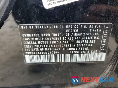 Zdjęcie 12 z 12 samochodu: 2016 VOLKSWAGEN JETTA SE VIN:3VWD67AJ3GM210600 - miniatura