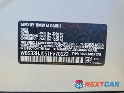 Zdjęcie 12 z 12 samochodu: 2026 BMW M3 COMPETITION VIN:WBS33HJ05TFV70023 - miniatura