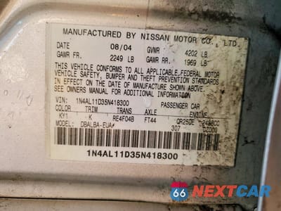 Zdjęcie 12 z 12 samochodu: 2005 NISSAN ALTIMA 2.5 VIN:1N4AL11D35N418300 - miniatura