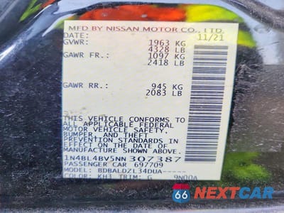 Zdjęcie 13 z 13 samochodu: 2022 NISS ALTIMA 2.5 S VIN:1N4BL4BV5NN307387 - miniatura