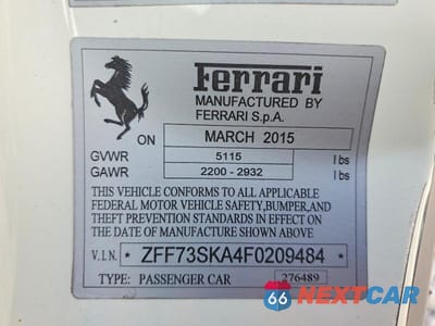 Zdjęcie 13 z 13 samochodu: 2015 FERRARI FF VIN:ZFF73SKA4F0209484 - miniatura