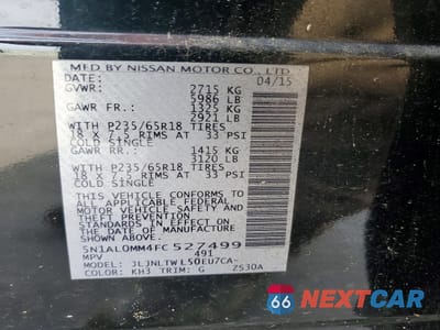 Zdjęcie 13 z 13 samochodu: 2015 INFINITI QX60 BASE VIN:5N1AL0MM4FC527499 - miniatura