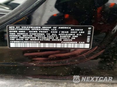 Zdjęcie 13 z 13 samochodu: 2014 VOLKSWAGEN PASSAT SE VIN:1VWBN7A36EC033213 - miniatura