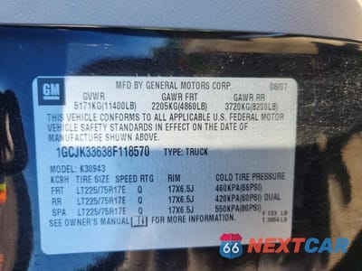Zdjęcie 10 z 10 samochodu: 2008 CHEVROLET SILVERADO K3500 VIN:1GCJK33638F118570 - miniatura