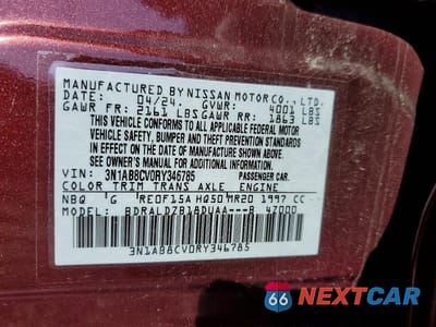 Zdjęcie 12 z 12 samochodu: 2024 NISSAN SENTRA SV VIN:3N1AB8CV0RY346785 - miniatura