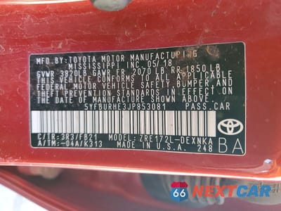 Zdjęcie 12 z 12 samochodu: 2018 TOYOTA COROLLA L VIN:5YFBURHE3JP853081 - miniatura