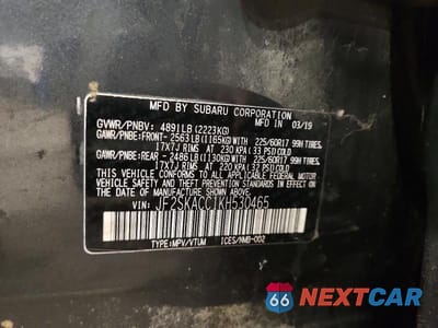 Zdjęcie 13 z 13 samochodu: 2019 SUBARU FORESTER VIN:JF2SKACC1KH530465 - miniatura