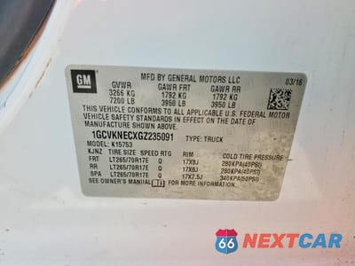 Zdjęcie 12 z 13 samochodu: 2016 CHEVROLET SILVERADO K1500 VIN:1GCVKNECXGZ235091 - miniatura