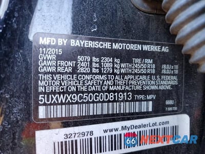 Zdjęcie 13 z 13 samochodu: 2016 BMW X3 XDRIVE28I VIN:5UXWX9C50G0D81913 - miniatura