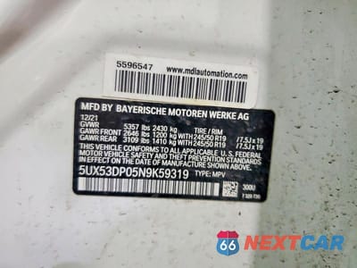 Zdjęcie 14 z 14 samochodu: 2022 BMW X3 XDRIVE30I VIN:5UX53DP05N9K59319 - miniatura