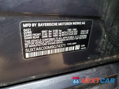 Zdjęcie 12 z 12 samochodu: 2021 BMW X5 XDRIVE45E VIN:5UXTA6C00M9G74371 - miniatura